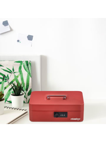relaxdays Geldkassette in Rot - (B)25 x (H)8,5 x (T)19 cm