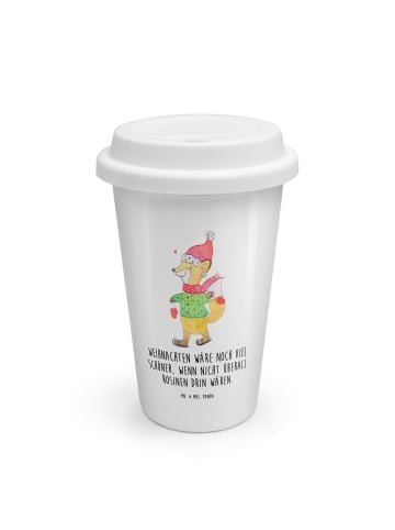 Mr. & Mrs. Panda Kaffeebecher To Go Fuchs  Schlittschuhe mit Spruch in Weiß