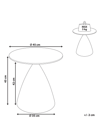Beliani Beistelltisch CORELLA in Braun - (W) 45 x (H) 45 x (L) 45 cm