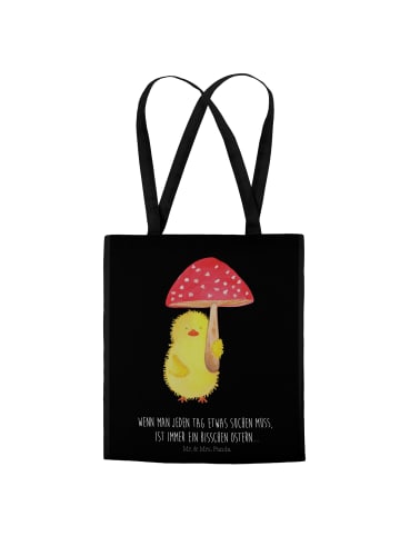 Mr. & Mrs. Panda Tasche Küken Fliegenpilz mit Spruch in Schwarz