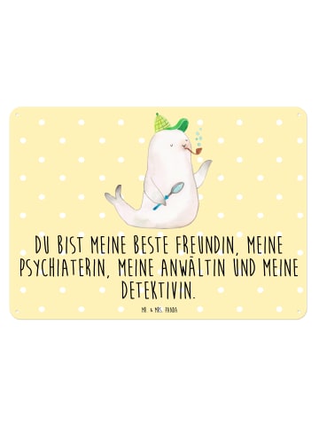 Mr. & Mrs. Panda tafel Robbe Sherlock mit Spruch in Gelb Pastell