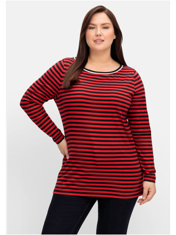 sheego Langarmshirt in schwarz-rot