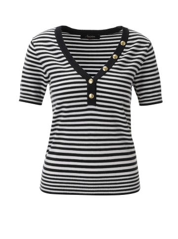 Aniston CASUAL Strickpullover in dunkelmarine-weiß-goldfarben