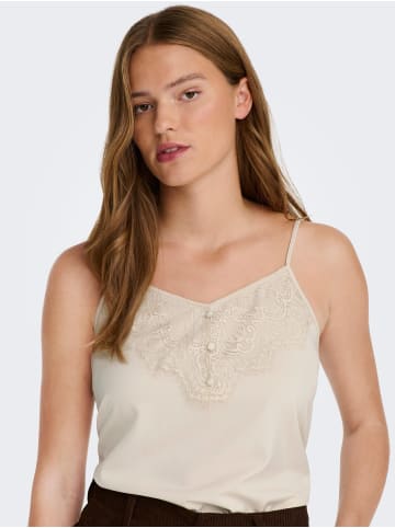 JACQUELINE de YONG Elegantes Spitzen Top Ärmelloses Party Shirt JDYSISI in Sand