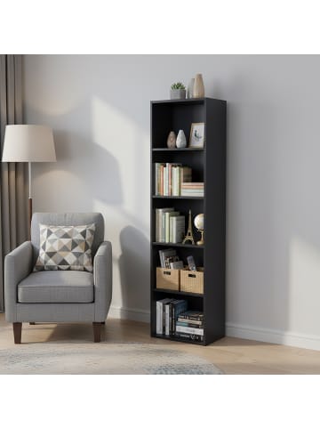 relaxdays Bücherregal in Schwarz - (B)32 x (H)132 x (T)24 cm