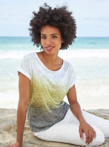 Heine Shirt in ecru-khaki-gemustert