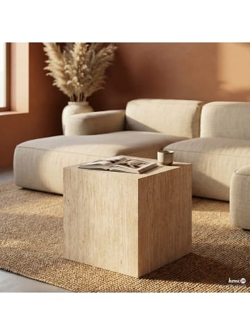 home24 Couchtisch Cozzens - quadratisch 48 cm in Travertin Dekor