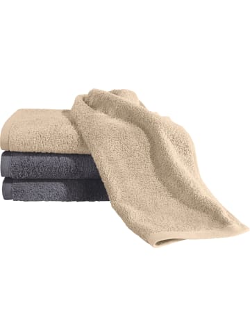 Erwin Müller Frottier Gästetuch 4er-Pack Bühl in beige/grau