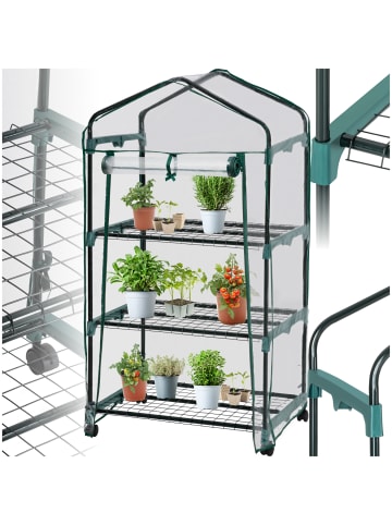 tectake Treibhaus mit 0,36 m³ Volumen, 69 x 49 x 133 cm, fahrbar auf Rollen