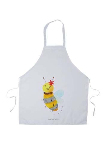 Mr. & Mrs. Panda Schürze Biene Blume ohne Spruch in Weiß