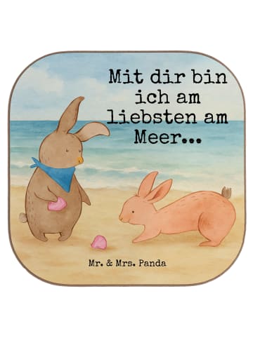 Mr. & Mrs. Panda Tischuntersetzer Hasen Muschel Design mit Spruch in Weiß