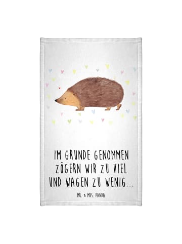Mr. & Mrs. Panda Handtuch Igel Herzen mit Spruch in Weiß