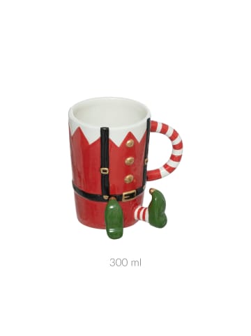 Atmosphera Créateur d'intérieur Weihnachtstasse mit Elfenmotiv, 300 ml in Mehrfarben, 11,3 x 8 x 11,6 cm