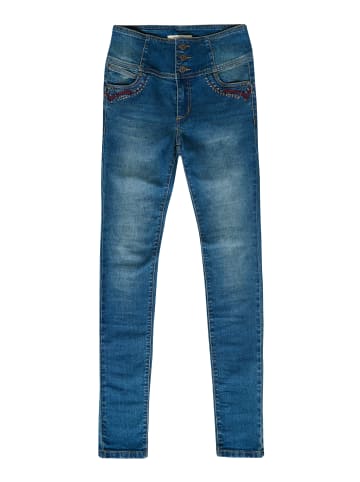 KOROSHI Damen Jeans Korsett Slim Push-Up Bestickt in blau