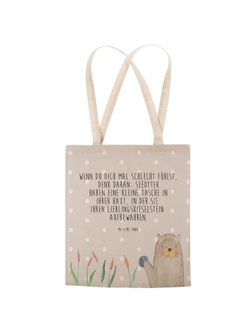 Mr. & Mrs. Panda Tote Bag Otter Stein mit Spruch in Grau Pastell