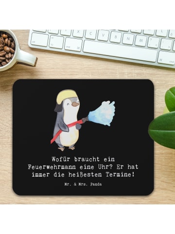 Mr. & Mrs. Panda Mouse Pad Feuerwehrmann Termine mit Spruch in Schwarz