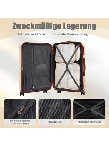 ABRIHOME Kofferset in Beige 4-teilig mit Kosmetiktasche