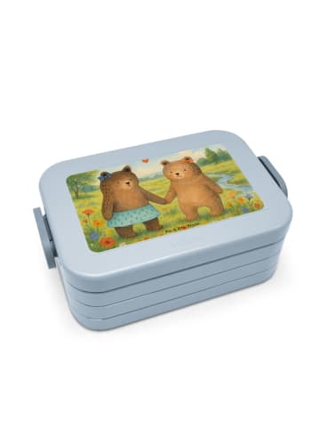 Mr. & Mrs. Panda Bento Box Bär Freundin Design ohne Spruch in Blau Pastell