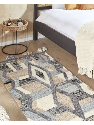 Beliani Kelim AYGEZARD in Bunt/Grau/Blau - (W) 80 x (H) 1 x (L) 150 cm