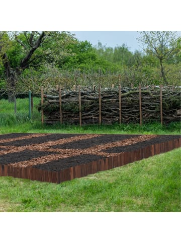 relaxdays Beeteinfassung in Dunkelbraun - (B)200 x (H)20 cm