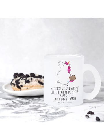 Mr. & Mrs. Panda Glas Einhorn Koffer mit Spruch in Transparent