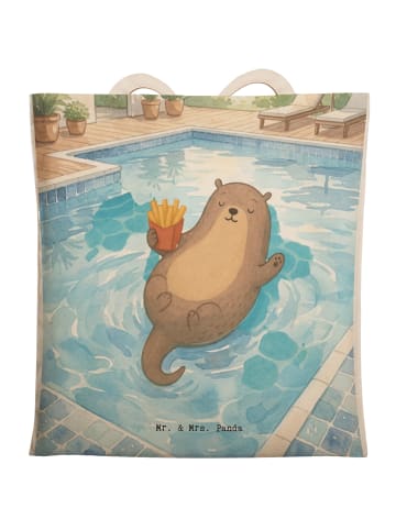 Mr. & Mrs. Panda Shopping Bag Otter Schwimmbad Pommes Design ohn... in Weiß