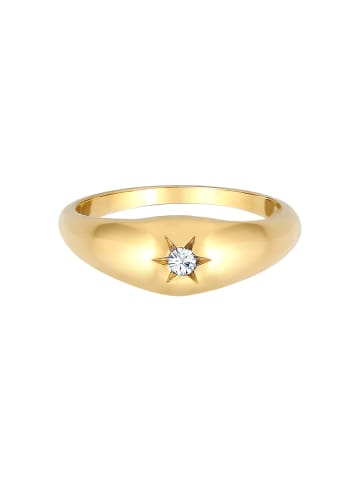 Elli Ring 925 Sterling Silber Siegelring, Astro, Sterne, Stern in Gold