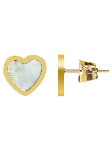 Adeliás Damen Halskette aus Edelstahl mit Perlmutt 43 cm in gold