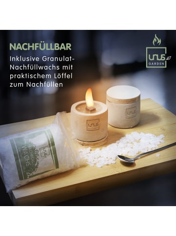 UNUS Outdoorkerze Kerzen quaderförmig 2er Set handgemacht in Grau