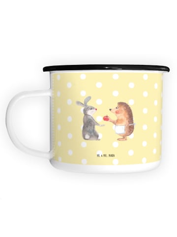 Mr. & Mrs. Panda XL Emaille Tasse Hase Igel ohne Spruch in Gelb Pastell