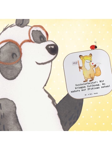 Mr. & Mrs. Panda Untersetzer Glas Sozialarbeiterin Hoffnungsträg... in Weiß
