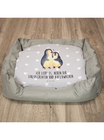 Mr. & Mrs. Panda Katzenkörbchen Pinguine Einschlafen mit Spruch in Grau Pastell