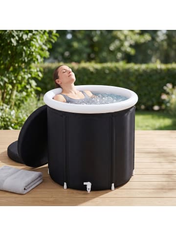 relaxdays Eisbad in Schwarz/ Weiß - (H)75 x Ø 75 cm