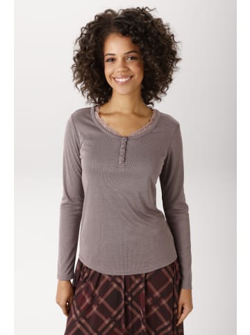 Aniston CASUAL Langarmshirt in mauve-schwarz
