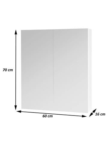 MCW Spiegelschrank B19b mit 2 Regalböden, Weiß