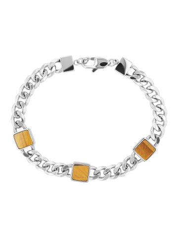 Adeliás Unisex Armband – Panzerarmband aus Edelstahl mit Achat 21,5 cm in silber
