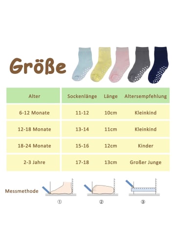 Yalion 6er-Set Yalion Baby Langsocken mit Stern-Stoppern rutschfest, Bunt