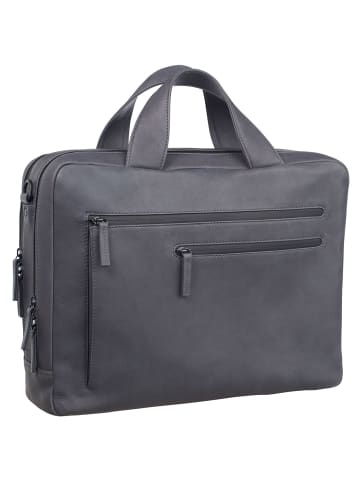 Leonhard Heyden Den Haag Aktentasche Leder 40 cm Laptopfach grau