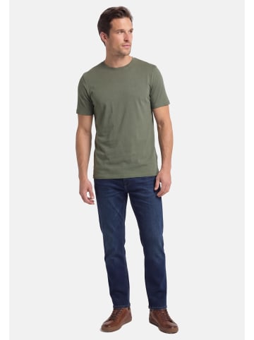 Redmond T-Shirt Basic in Dunkelgrün / beige