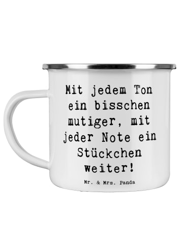 Mr. & Mrs. Panda Emaille Tasse Spruch Ein neues Musikinstrument ... in Weiß