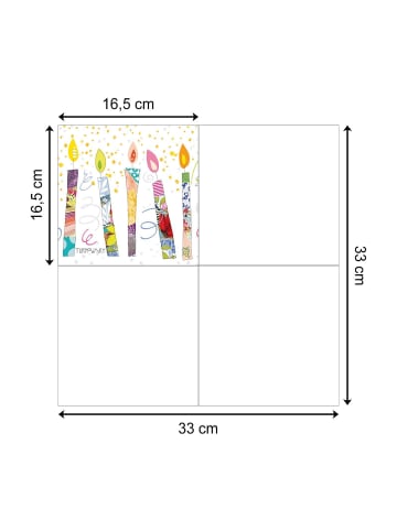 ppd 100er Set Papier Servietten 33 x 33 cm in Birthday Candles