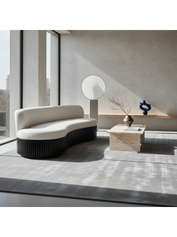 KADIMA DESIGN Teppich Kurzflor Waschbar Einfarbig LECH Microfaser OEKO-TEX in Silber