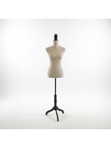 relaxdays Schneiderpuppe "Punkte" in Beige/ Schwarz