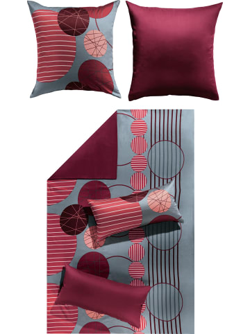 Erwin Müller Mako-Satin Wendebettwäsche in rot-grau