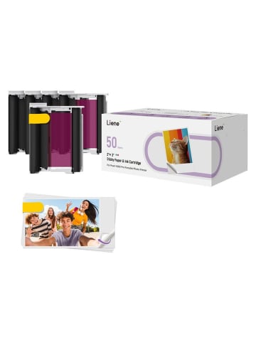 Liene Liene 2x3"-Fotopapier, 50 Blatt + 5 Tintenpatronen