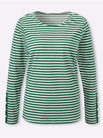 Sieh an! Streifenshirt in grün-champagner-geringelt