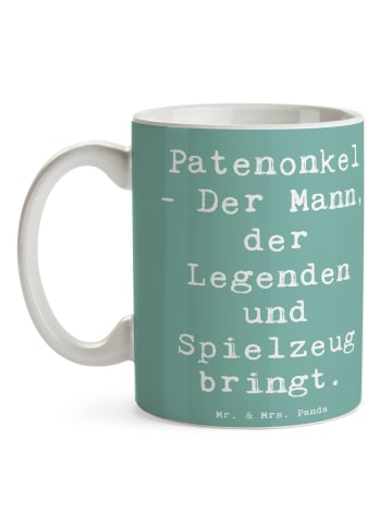 Mr. & Mrs. Panda Kaffeetasse Spruch Patenonkel Geschenk mit Spruch in Meeresbrise