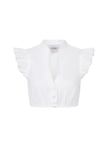 Nübler Dirndlbluse Carla Kurzarm in Weiß-Rosa