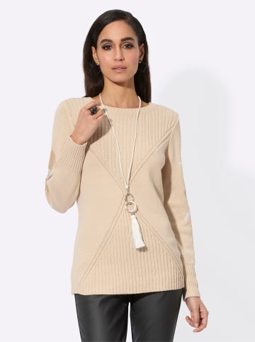 creation L Rundhalspullover in sand