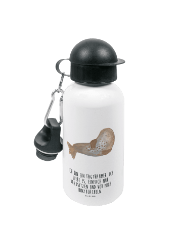 Mr. & Mrs. Panda Outdoor Trinkflasche Robbe Lachen mit Spruch in Weiß
